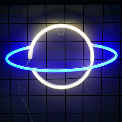 Planet Neon Light (Blue & Yellow) (USB+Battery) (Hanging)