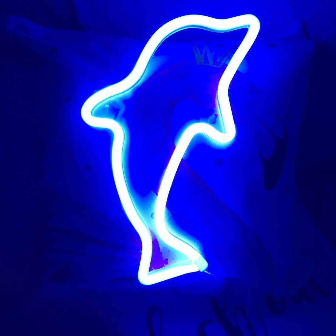 Dolphin Neon Light(Blue) (USB+Battery) (Hanging)