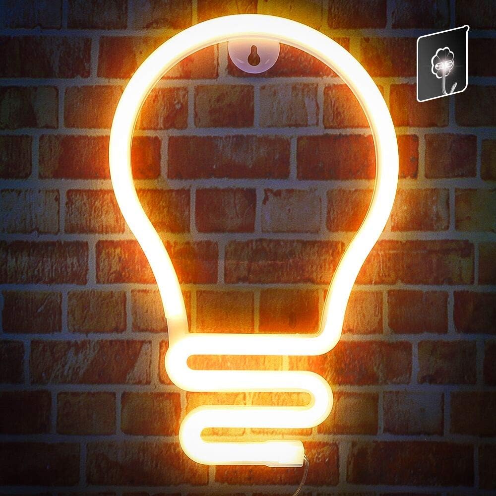 Bulb shaped Neon Light (Warm white) (USB+Battery) (Hanging)