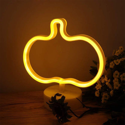 Halloween Pumpkin Shaped Neon Light with Stand Base(USB+Battery)