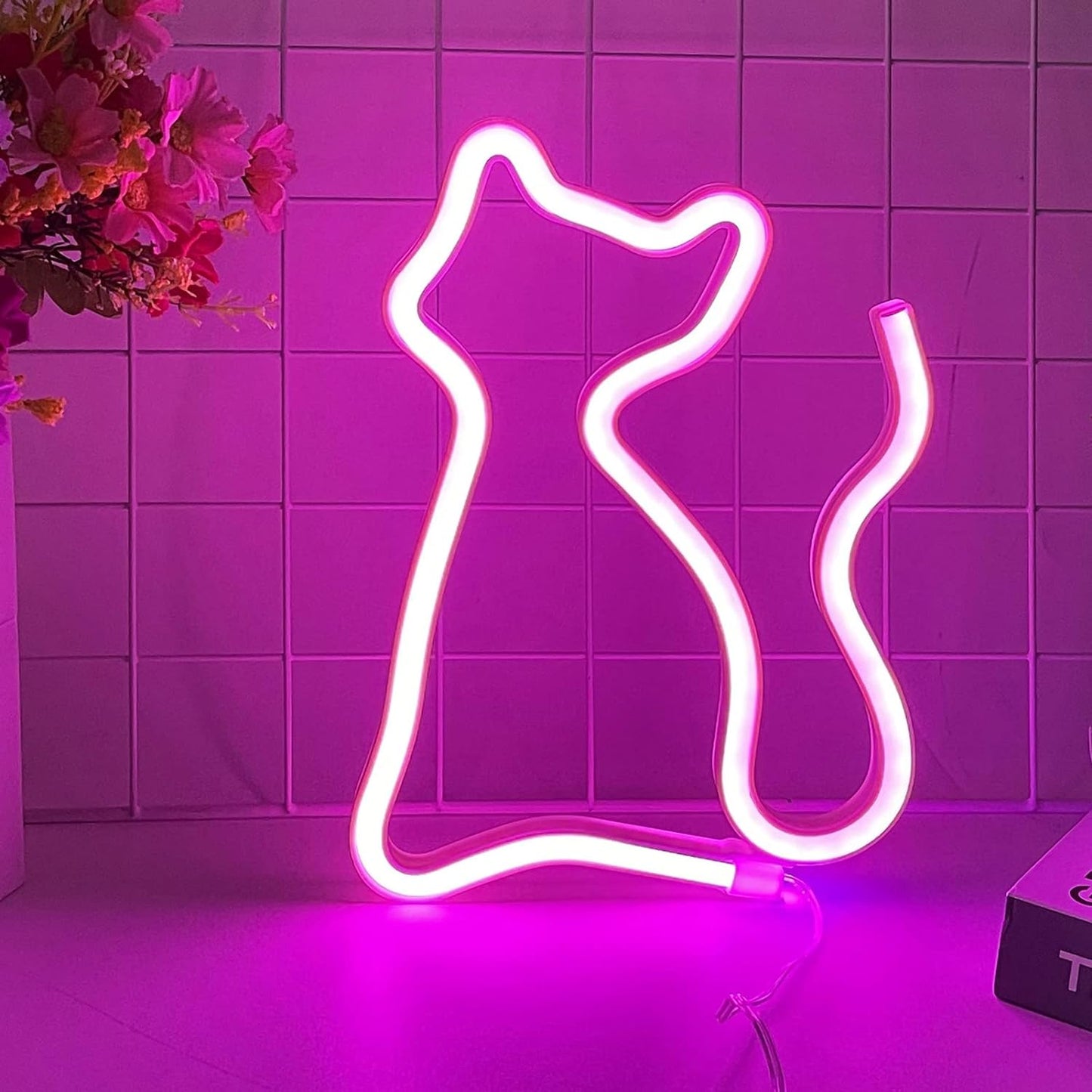 Cat Neon Light (Pink) (USB+Battery) (Hanging)