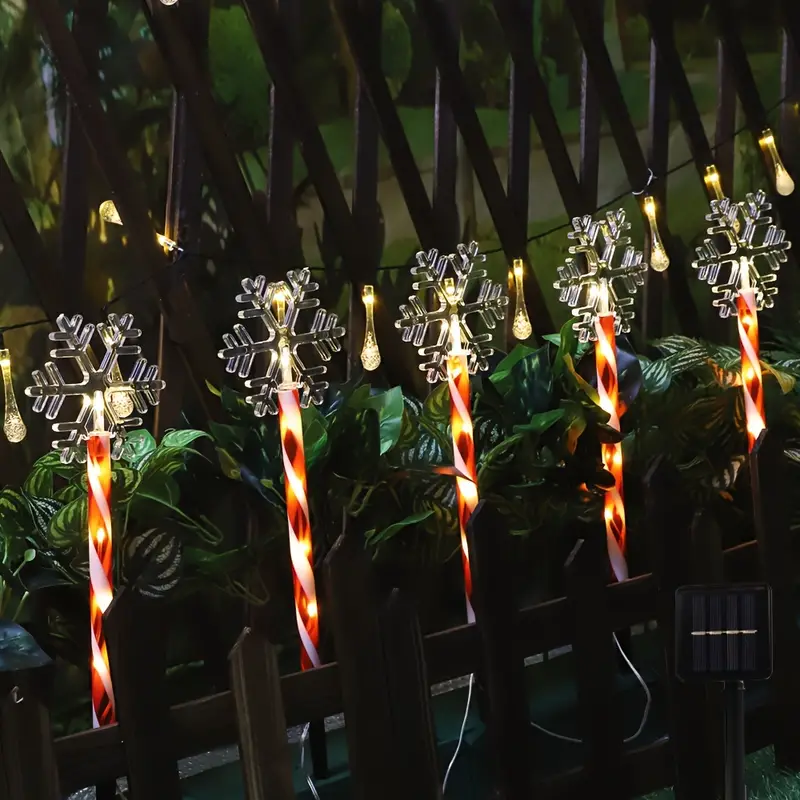 Solar Christmas Snowflake Garden Lights (Set of 5)