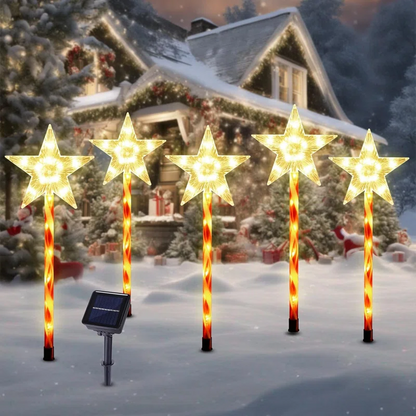 Solar Christmas Star Garden Lights (Set of 5)