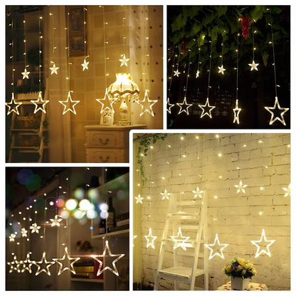 Christmas Star Holiday Curtain Lights 138 LED