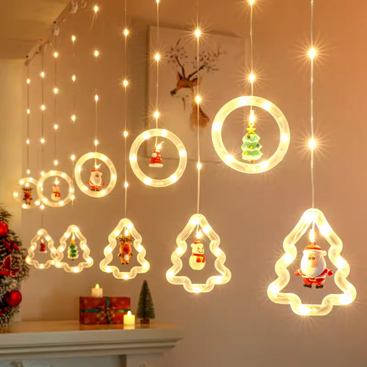 Christmas Dangle-Dolly Curtain Lights 100 LED (Star and Ring)