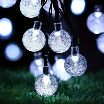 50 LED Bubble Solar String Lights (White)