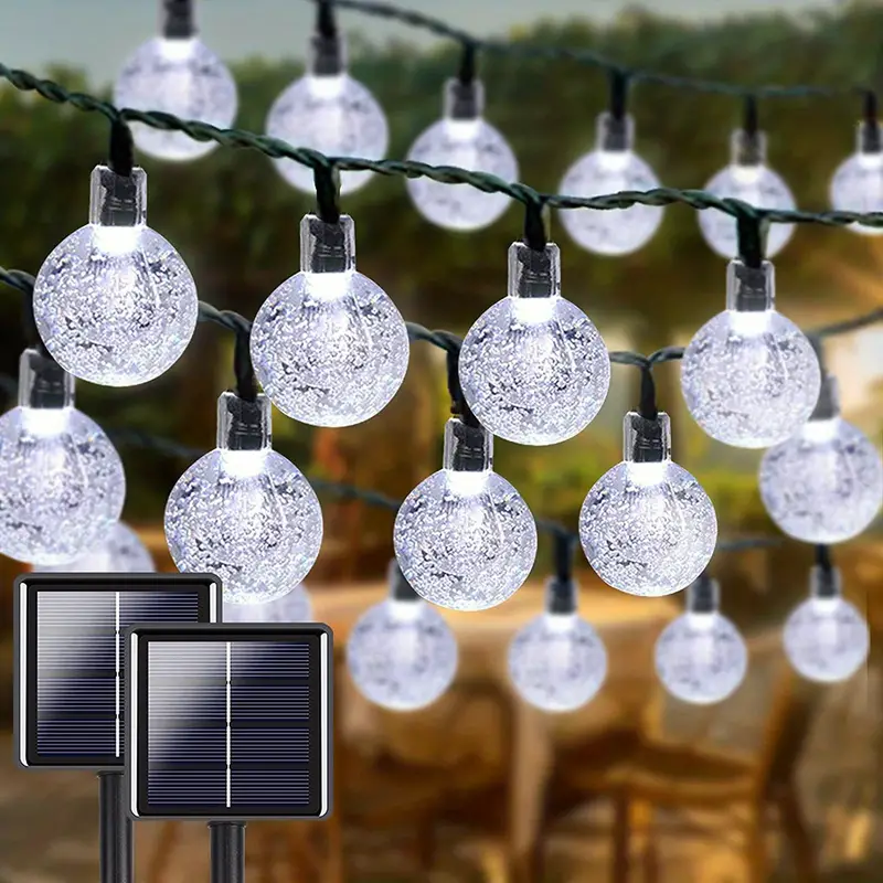 50 LED Bubble Solar String Lights (White)