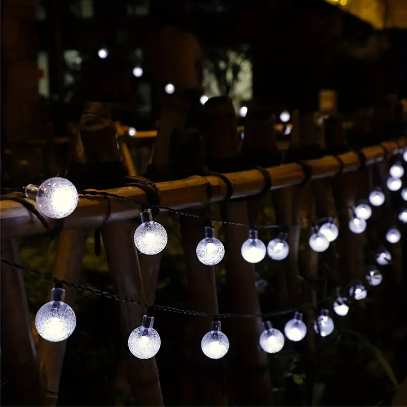 50 LED Bubble Solar String Lights (White)