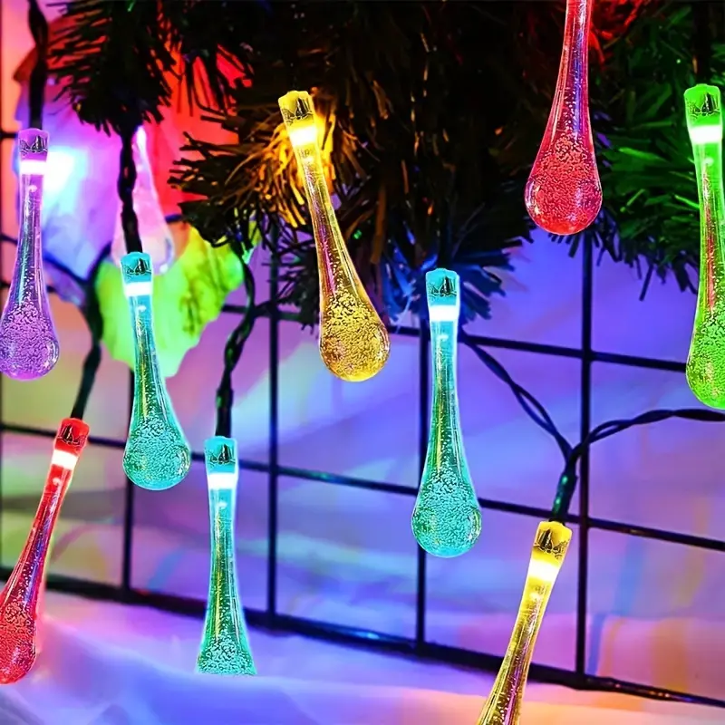 50 LED Water Drop Solar Garden String Lights (Colour)