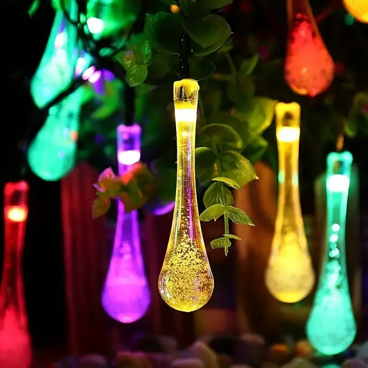 50 LED Water Drop Solar Garden String Lights (Colour)