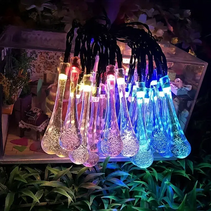 50 LED Water Drop Solar Garden String Lights (Colour)