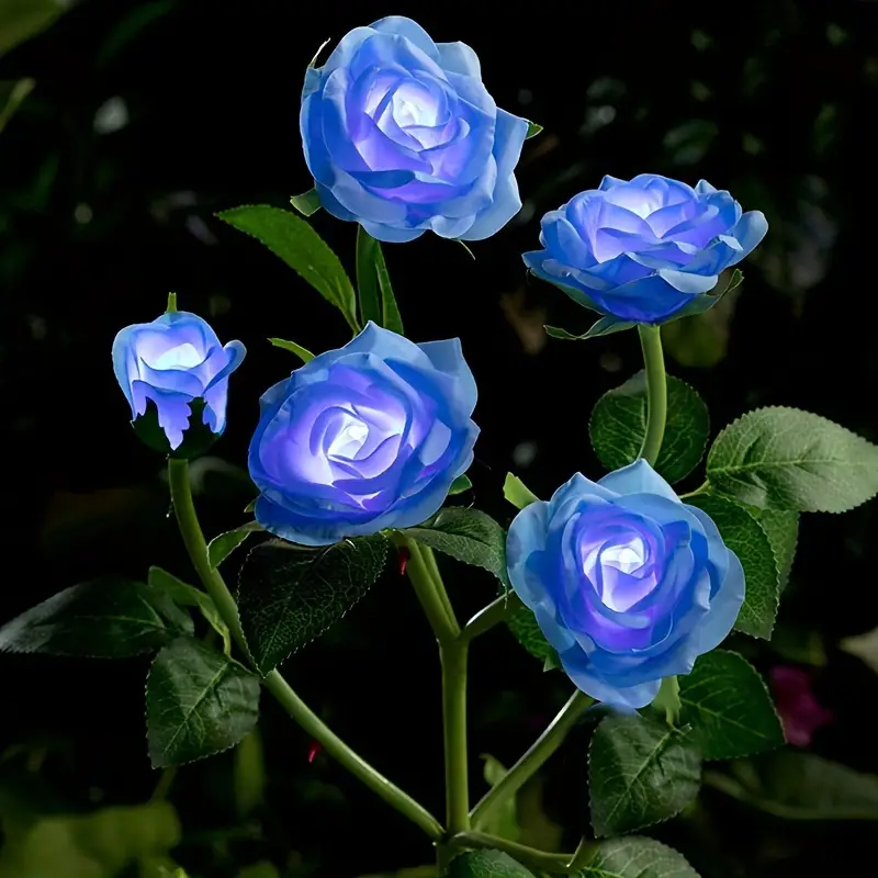 5 Leds Solar Rose Garden Light (Blue+Colour)