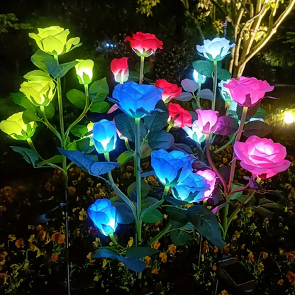 5 Leds Solar Rose Garden Light (Blue+Cold White)