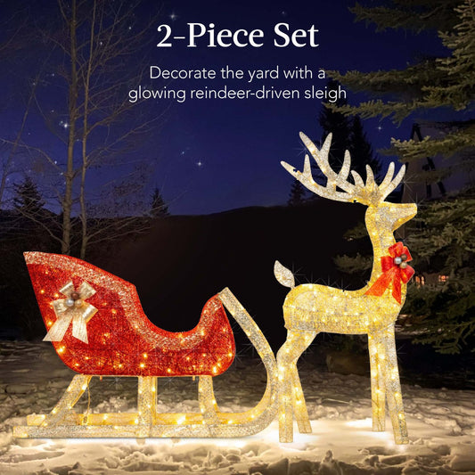 Chirstmas Reindeer-Driven Sleigh Lights