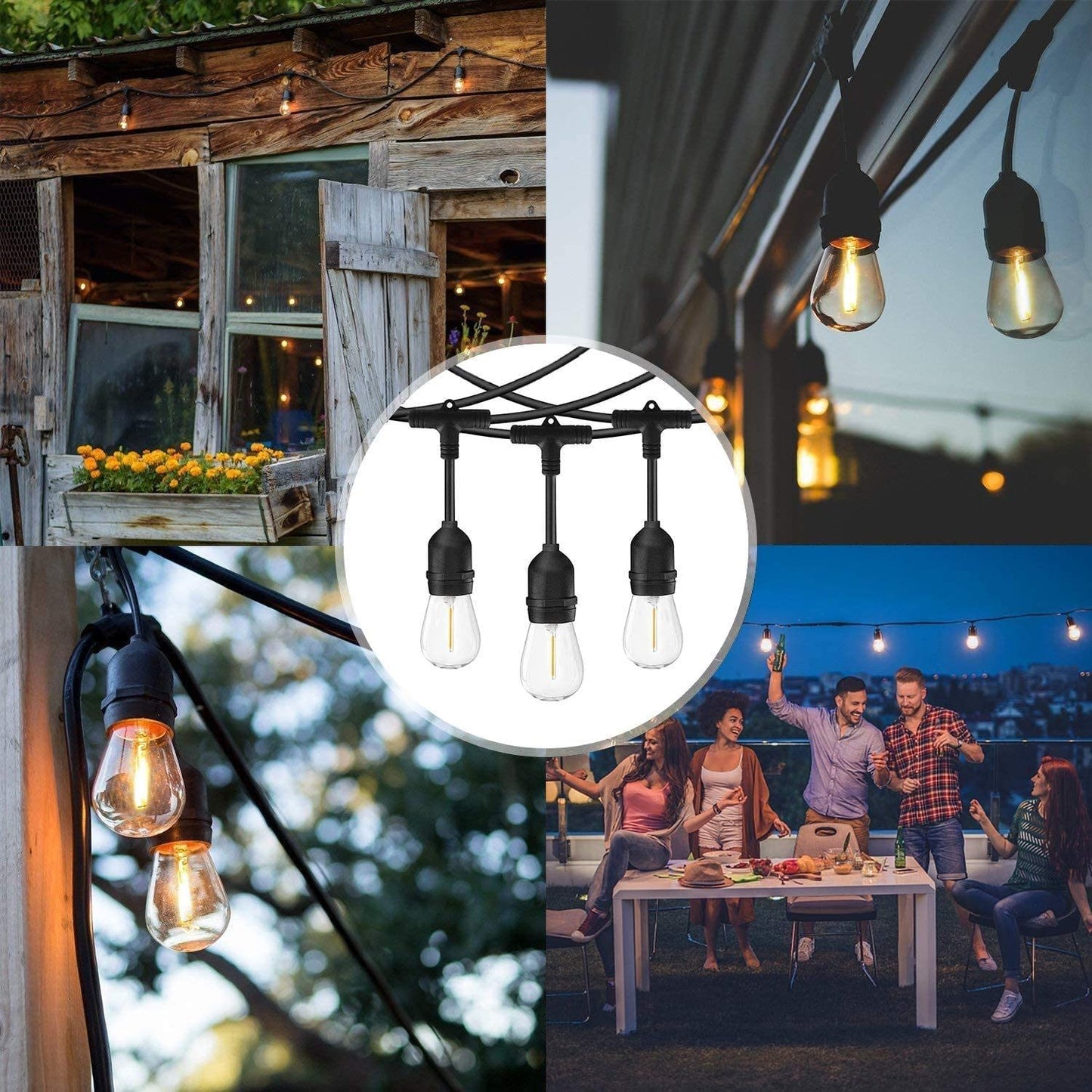 10m Drop Down 20 Bulbs Outdoor Festoon Lights (Plug-in)