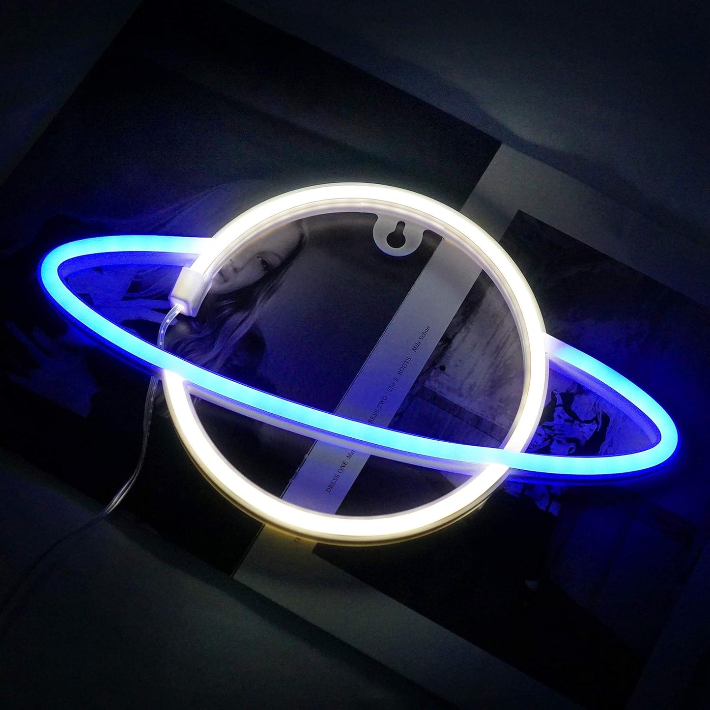 Planet Neon Light (Blue & Yellow) (USB+Battery) (Hanging)