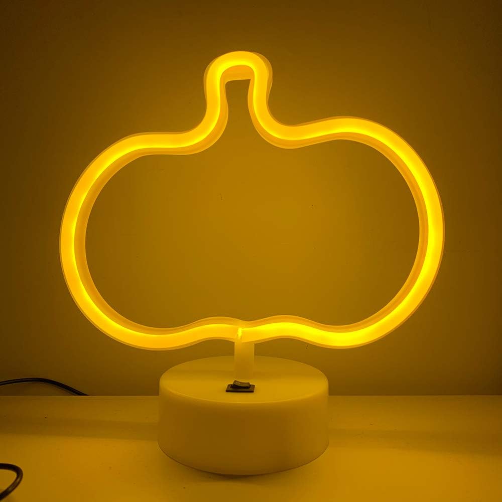 Halloween Pumpkin Shaped Neon Light with Stand Base(USB+Battery)