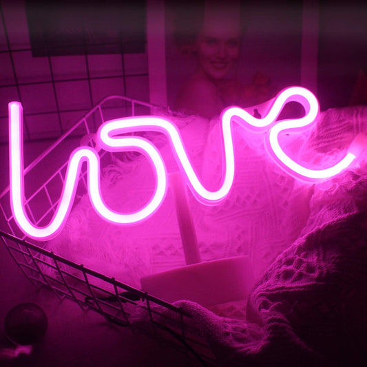 Love Neon Light with Stand Base (Pink) (USB+Battery)