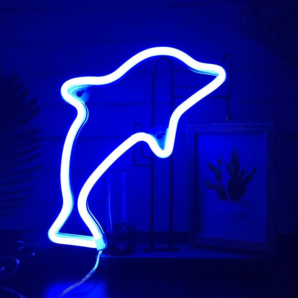 Dolphin Neon Light(Blue) (USB+Battery) (Hanging)