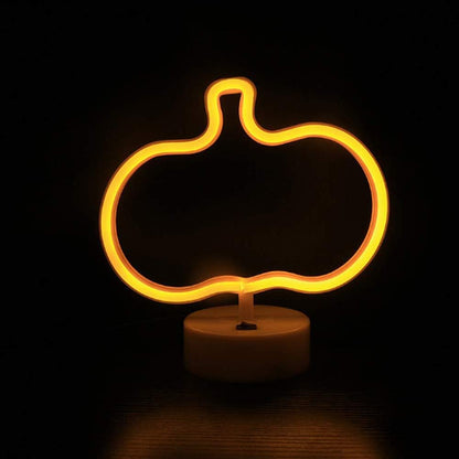 Halloween Pumpkin Shaped Neon Light with Stand Base(USB+Battery)