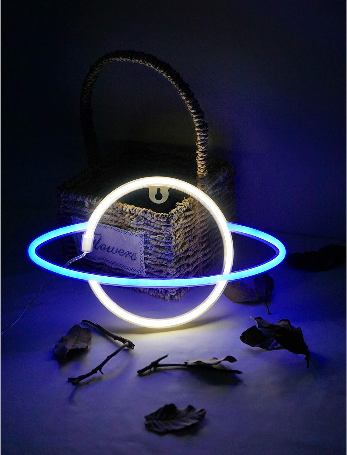 Planet Neon Light (Blue & Yellow) (USB+Battery) (Hanging)