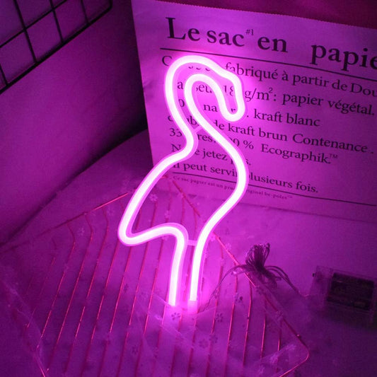 Flamingos Neon Light (Pink) (USB+Battery) (Hanging)