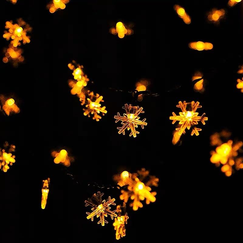 50 LED Solar Snowflake String Lights (Warm White)