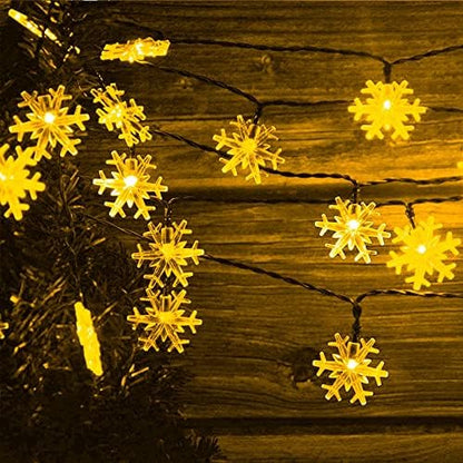 50 LED Solar Snowflake String Lights (Warm White)