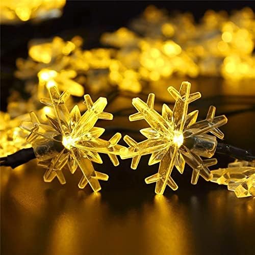 50 LED Solar Snowflake String Lights (Warm White)