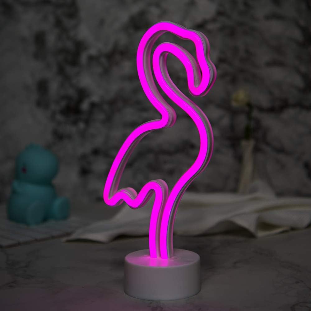 Flamingos Neon Light with Stand Base (Pink)(USB+Battery)