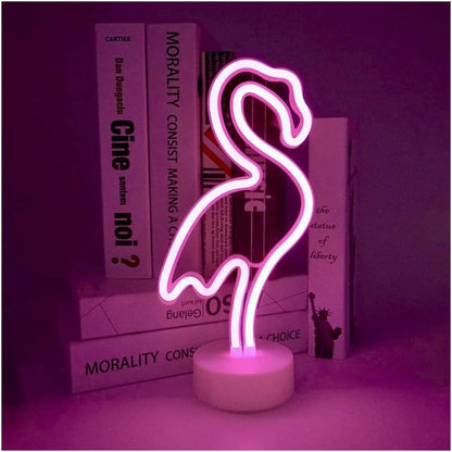 Flamingos Neon Light with Stand Base (Pink)(USB+Battery)