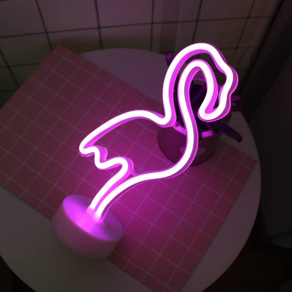 Flamingos Neon Light with Stand Base (Pink)(USB+Battery)