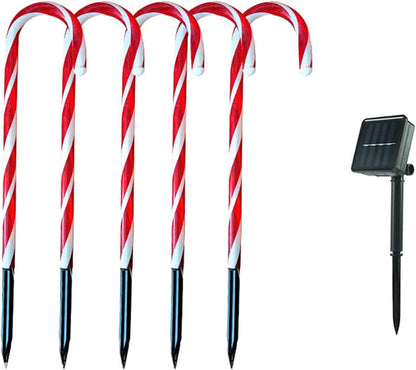 Solar Christmas Candy Cane Light (Set of 5)