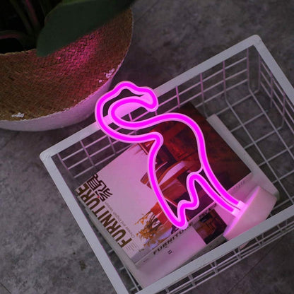 Flamingos Neon Light with Stand Base (Pink)(USB+Battery)