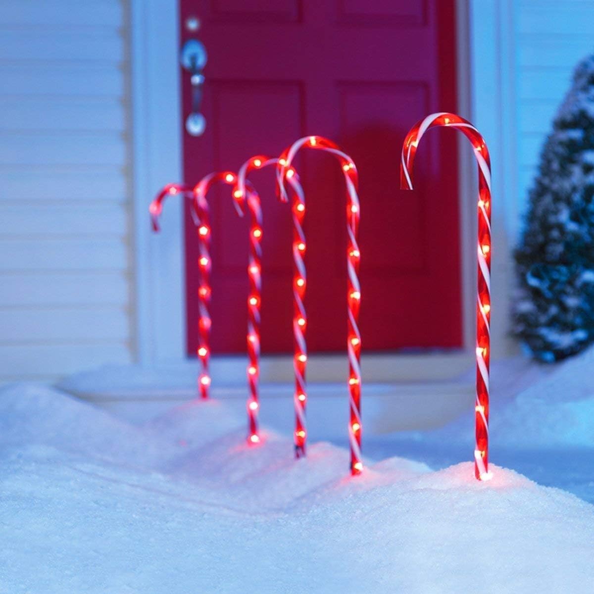 Solar Christmas Candy Cane Light (Set of 5)