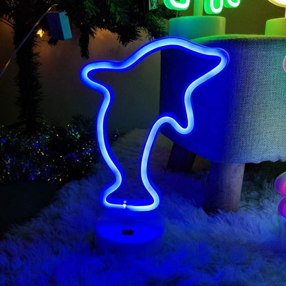 Dolphin Neon Light with Stand Base (Blue) (USB+Battery)