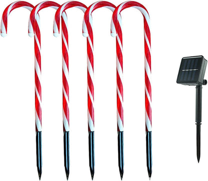 Solar Christmas Candy Cane Light (Set of 5)