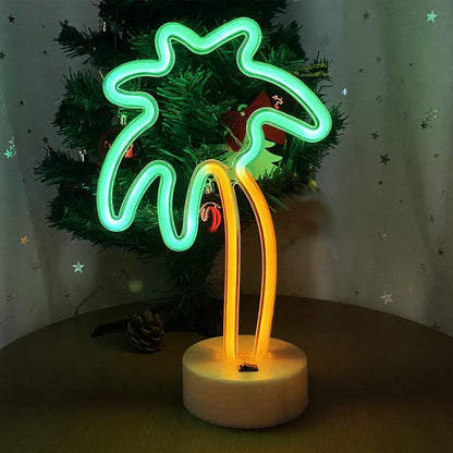 Palm Tree Neon Light with Stand Base (USB+Battery)