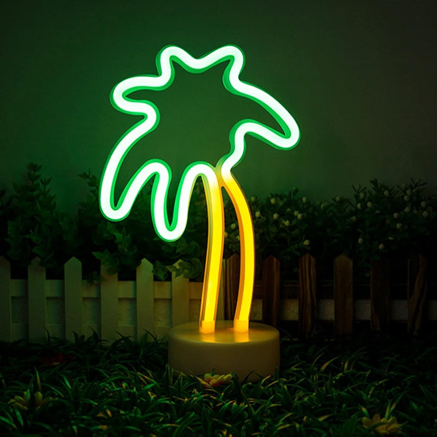 Palm Tree Neon Light with Stand Base (USB+Battery)