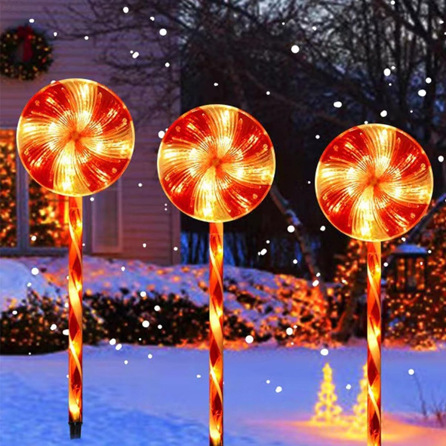 Solar Christmas Lollipop Pathway Lights (Set of 5)