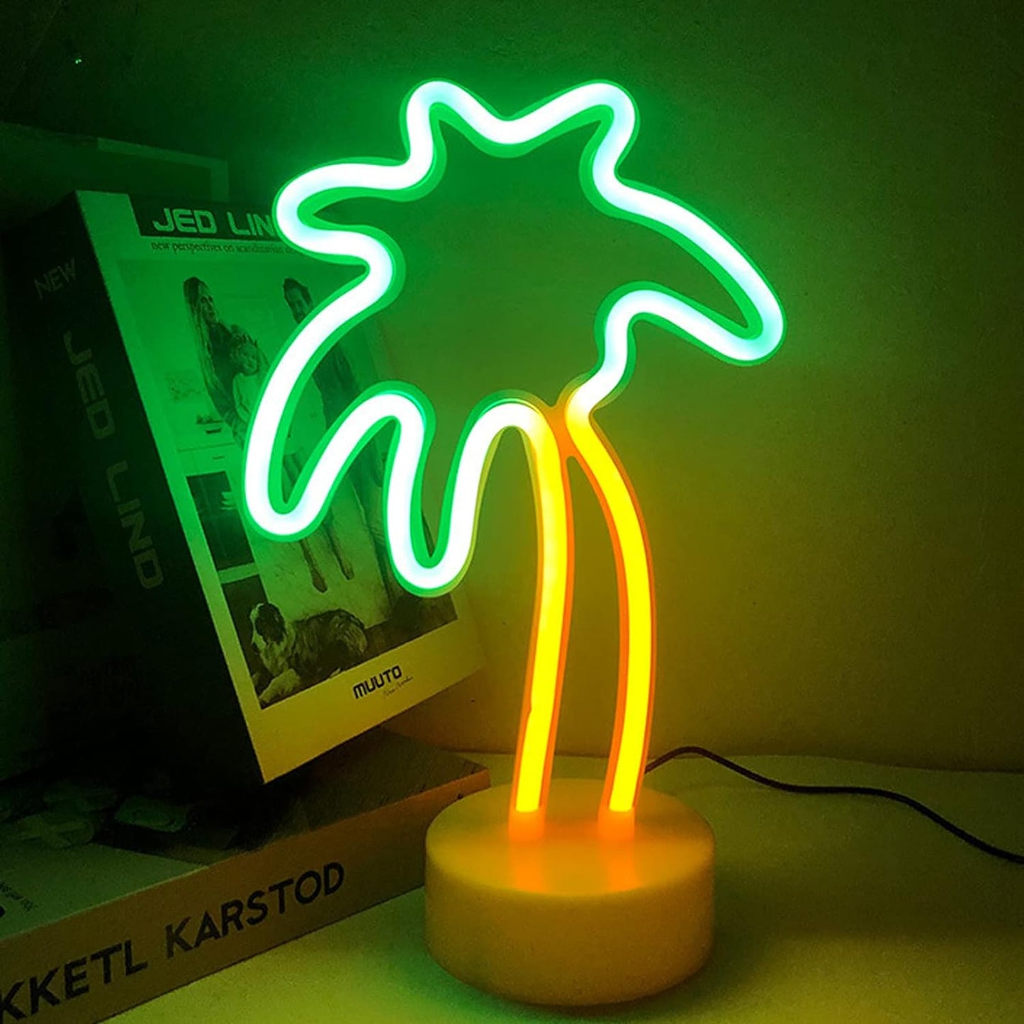 Palm Tree Neon Light with Stand Base (USB+Battery)