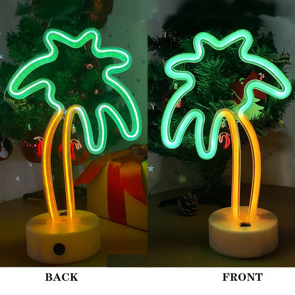 Palm Tree Neon Light with Stand Base (USB+Battery)