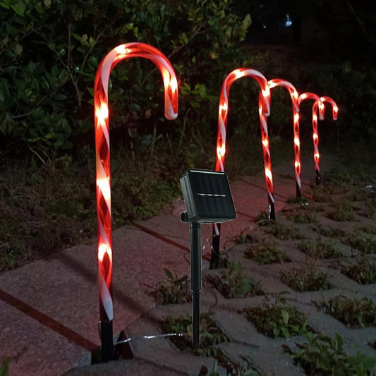 Solar Christmas Candy Cane Light (Set of 5)