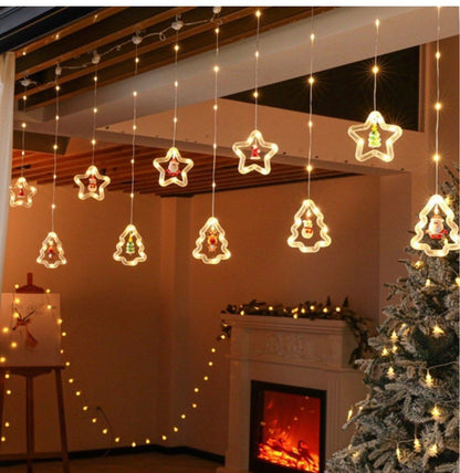 Christmas Dangle-Dolly Curtain Lights 100 LED (Star and Tree)